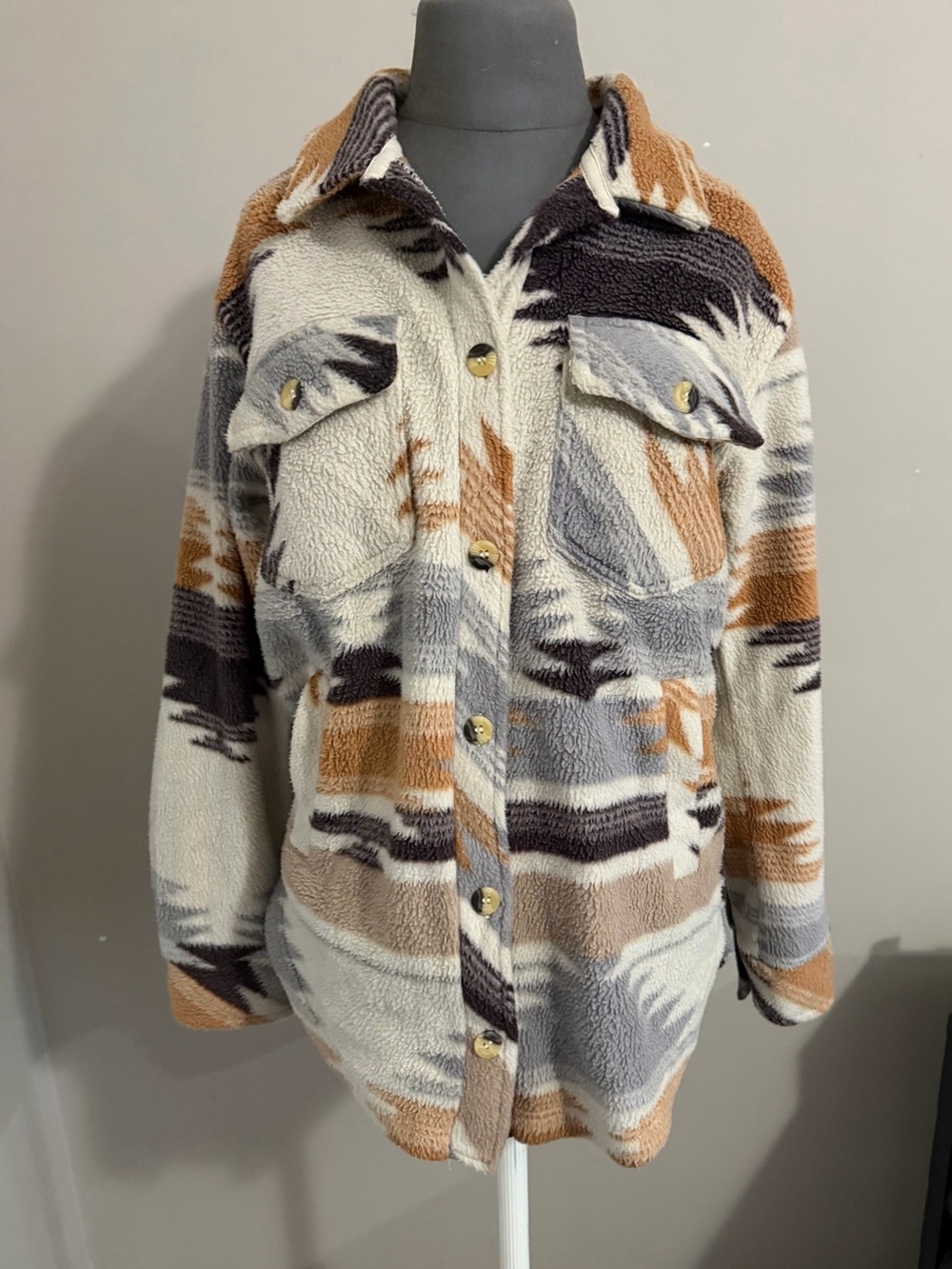 Southwestern boho mixed print shacket size extra small